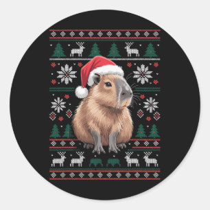 Cute Ugly Capyra Christmas 1 Classic Round Sticker