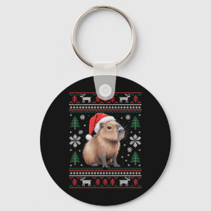 Cute Ugly Capyra Christmas 2 Key Ring
