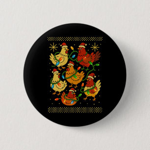 Cute Ugly Christmas Chickens Hen Shirt Funny Xmas 6 Cm Round Badge