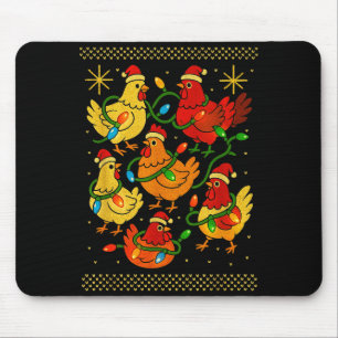 Cute Ugly Christmas Chickens Hen Shirt Funny Xmas  Mouse Pad