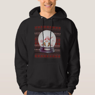 Cute Ugly Christmas Santa Gnome in a Snow Globe Hoodie