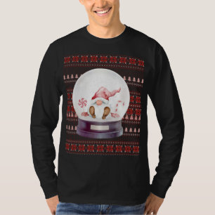 Cute Ugly Christmas Santa Gnome in a Snow Globe T-Shirt
