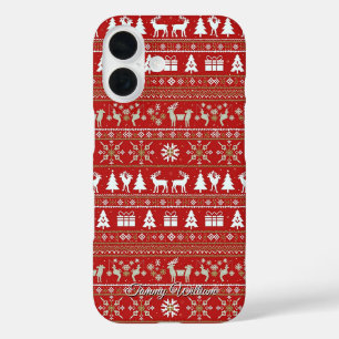 cute ugly christmas sweater pattern iPhone 16 case