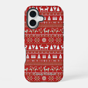 cute ugly christmas sweater pattern iPhone 16 case