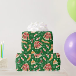 Cute Ugly Christmas Sweater Weather Winter Green Wrapping Paper