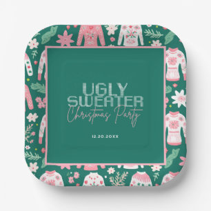 Cute Ugly Sweater Christmas Party Paper Plate