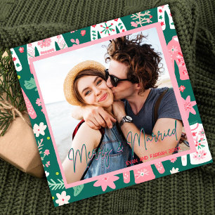 Cute Ugly Sweater First Christmas Married Holiday Card