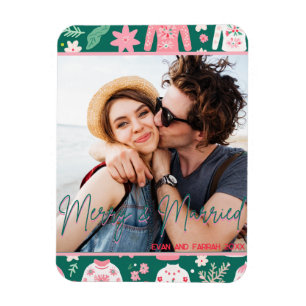 Cute Ugly Sweater First Christmas Married Magnet