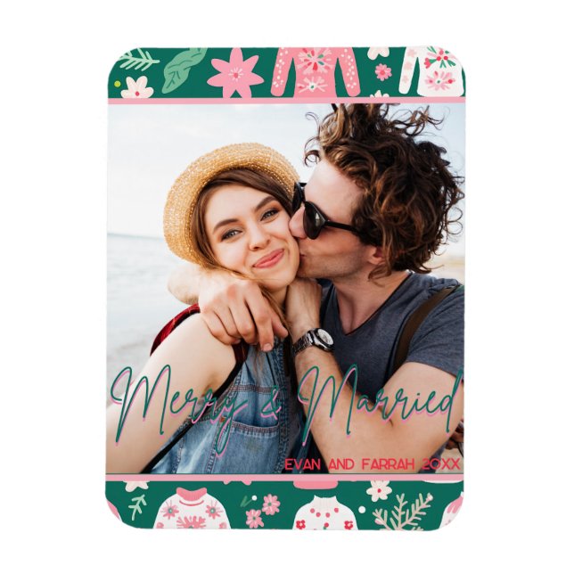 Cute Ugly Sweater First Christmas Married Magnet (Vertical)