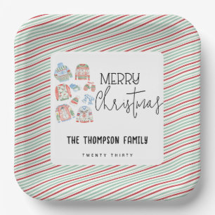 Cute Ugly Sweater Merry Christmas Holiday Paper Plate