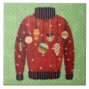 Cute Ugly Sweater Ornament Art Tile