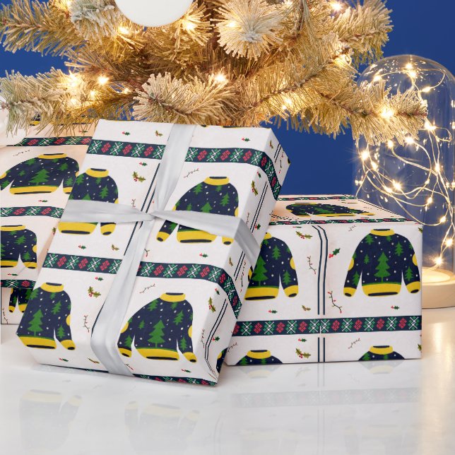 Cute Ugly Sweater Pattern Christmas Gift  Wrapping Paper (Holidays)