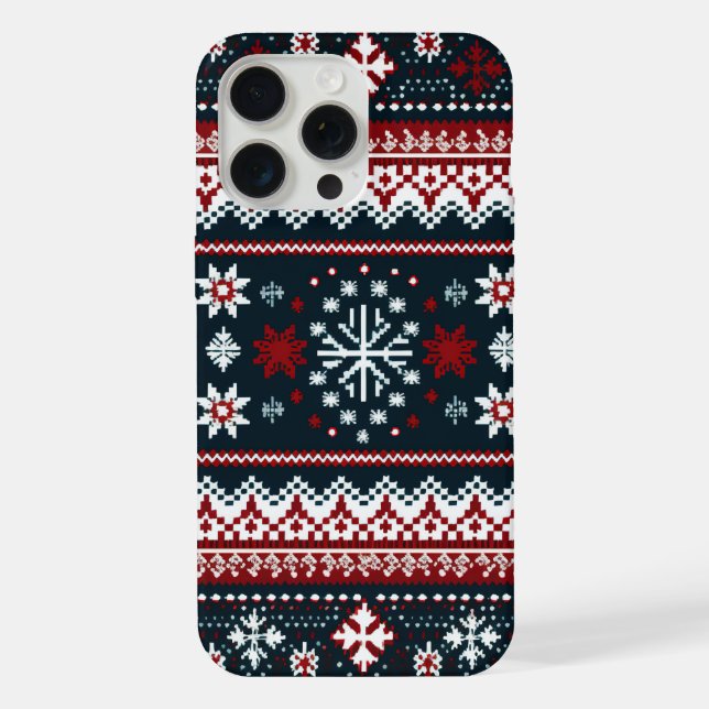 Cute Ugly Sweater Pattern Christmas iPhone Case (Back)