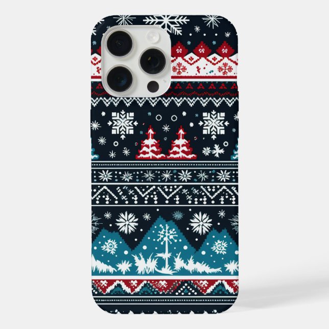 Cute Ugly Sweater Pattern Christmas iPhone Case (Back)