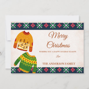 Cute Ugly Sweater Pattern Holiday Merry Christmas  Card