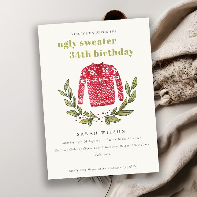 Cute Ugly Sweater Winter Any Age Birthday Invite (Creator Uploaded)