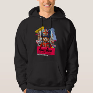 Cute UK Royal Teddy Bear Guard Illustration Graphi Hoodie