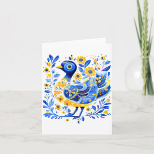 Cute Ukraine Duck Vintage Floral Ukrainian Flag Vy Card