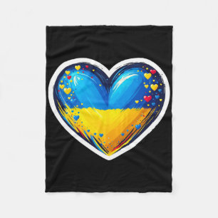 Cute Ukrainian Bynner Fan Ukraine Flag Heart Retro Fleece Blanket