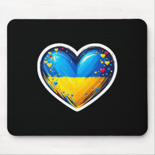 Cute Ukrainian Bynner Fan Ukraine Flag Heart Retro Mouse Pad
