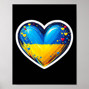 Cute Ukrainian Bynner Fan Ukraine Flag Heart Retro Poster