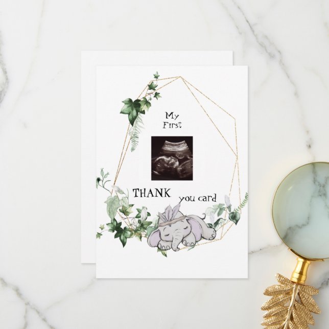 Cute Ultrasound Thanks Baby Girl Viewpoint  Thank You Card (Front/Back In Situ)