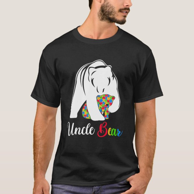 Cute Uncle Bear Autism Awareness Autistic Family L T-Shirt (Front)