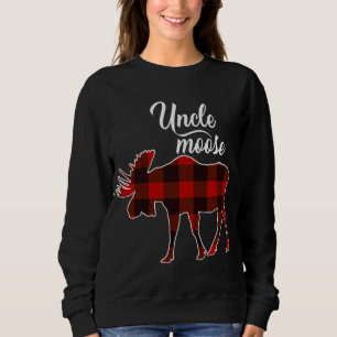 Cute Uncle Moose- Red Plaid Christmas Matching Paj Sweatshirt