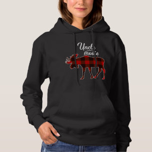 Cute Uncle Moose Red Plaid Christmas Matching Paja Hoodie