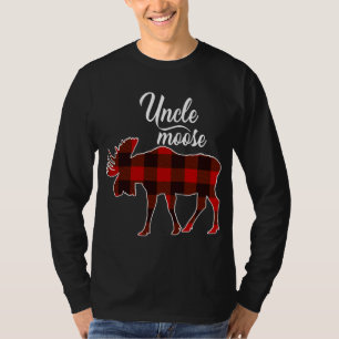 Cute Uncle Moose Red Plaid Christmas Matching Paja T-Shirt