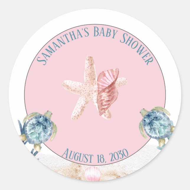 Cute Under the Sea Baby Shower Classic Round Stick Classic Round Sticker (Front)