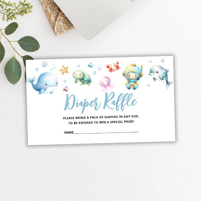 Cute Under the sea Baby Shower Diaper Raffle Enclosure Card (Creator Uploaded)