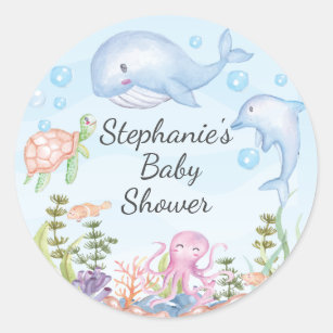 Cute Under the Sea Baby Shower Favour Sticker