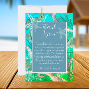 Cute Under the Sea Baby Shower Flat Thank You Card