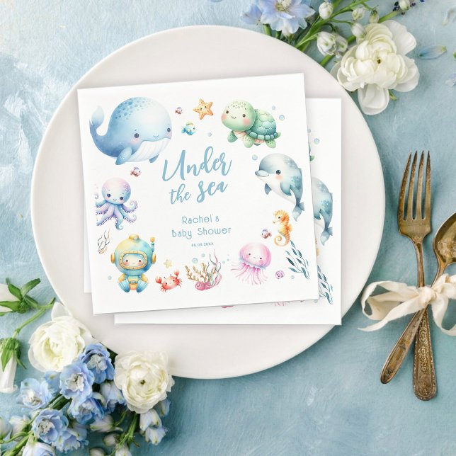 Cute Under the Sea Baby Shower Napkin (Creator Uploaded)