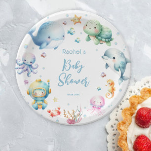 Cute Under the Sea Baby Shower Paper Plate