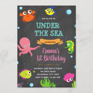Cute under the sea birthday shower invitation