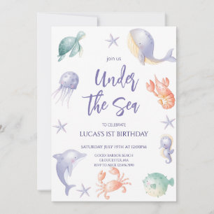 Cute Under the Sea  Boy Birthday Party Invitation