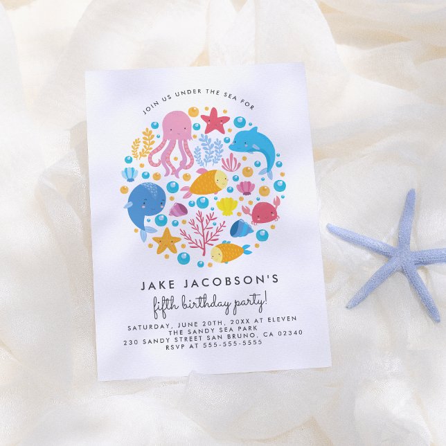 Cute Under The Sea Creatures Birthday Party Invitation (Creator Uploaded)