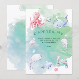 Cute Under the Sea Diaper Raffle Ticket Invitation