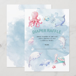 Cute Under the Sea Diaper Raffle Ticket Invitation