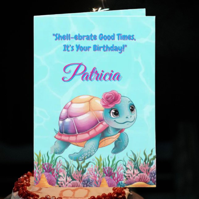 Cute Under The Sea Floral Sea Turtle Birthday  Card (Creator Uploaded)