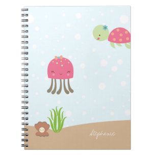 Cute under the Sea girls personalised notebook