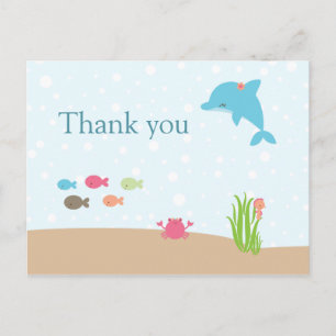 Cute under the Sea girls thank you card