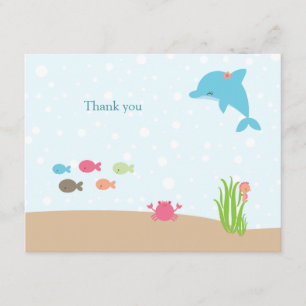 Cute under the Sea girls thank you card