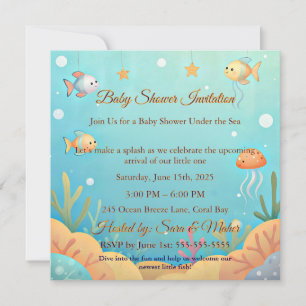Cute Under the Sea Little Fish Baby Shower Invitat Invitation