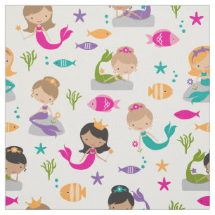 Cute Under the Sea Mermaid and Fish Fabric