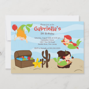 Cute Under the Sea Mermaid Birthday Party Invitation
