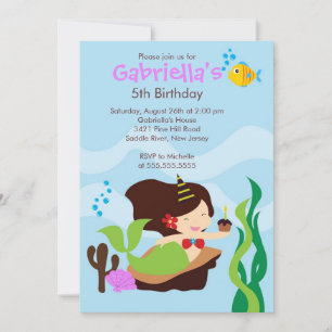 Cute Under the Sea Mermaid Birthday Party Invitation