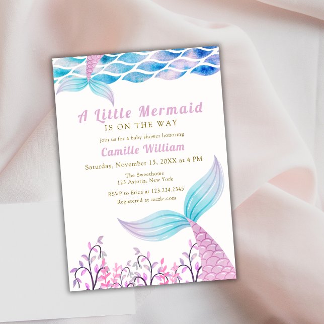 Cute Under The Sea Mermaid Tail Baby Shower Invitation (Cute Under The Sea Mermaid Tail Baby Shower Invitation)